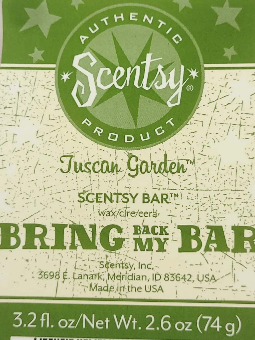 Scentsy Wax Bar Tuscan Garden~Bring Back My Bar 3.2 oz~Floral Apples~Lot of 2